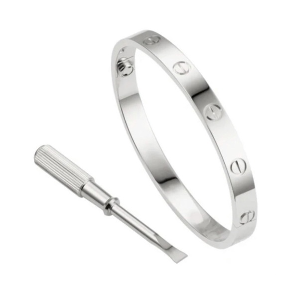 NEW Stainless Steel Screw Cuff Bangle Love Bracelet with Screwdriver in Silver - Picture 1 of 8